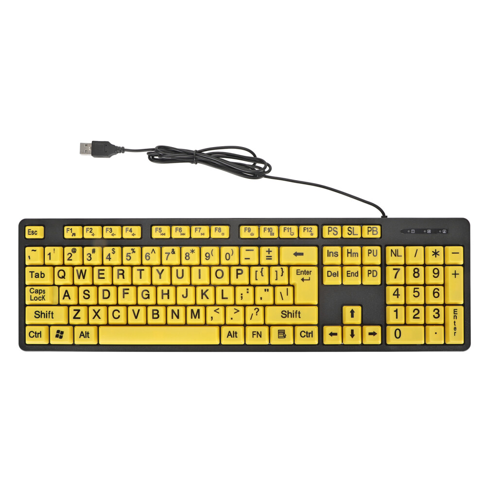 104 Keys Large Print Wired Usb Keyboard For Elderly & Visually Impaired 8431388336009