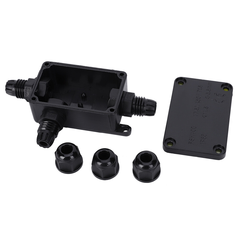 Black Waterproof Terminal Junction Box Ip66 1 In 2 Out, 24A 4961388337576