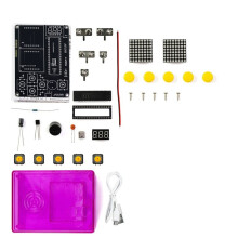 7 Pixel Game Console Electronic DIY Kits Handheld 51 Single-Chip Computer DIY Welding Practice Parts Red