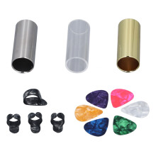 Set di slides per chitarra in acciaio inox, acrilico e ottone - lunghezza 6 cm, diametro interno 2,1 cm