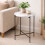 Modern Round Side Table White Marble Top & Metal Frame Bedside Table 4