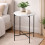 Modern Round Side Table White Marble Top & Metal Frame Bedside Table 6