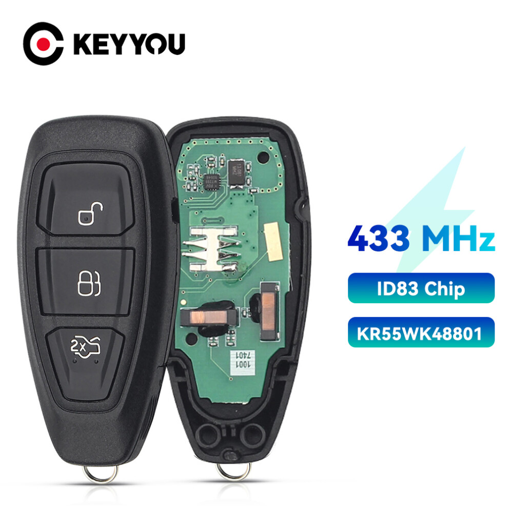 1Pcs Kr55wk48801 For Ford Focus C-Max Mondeo Kuga Fiesta B-Max Smart Remote Car Key 433/434Mhz 4D63 Id83 80Bit Chip 6935161634716