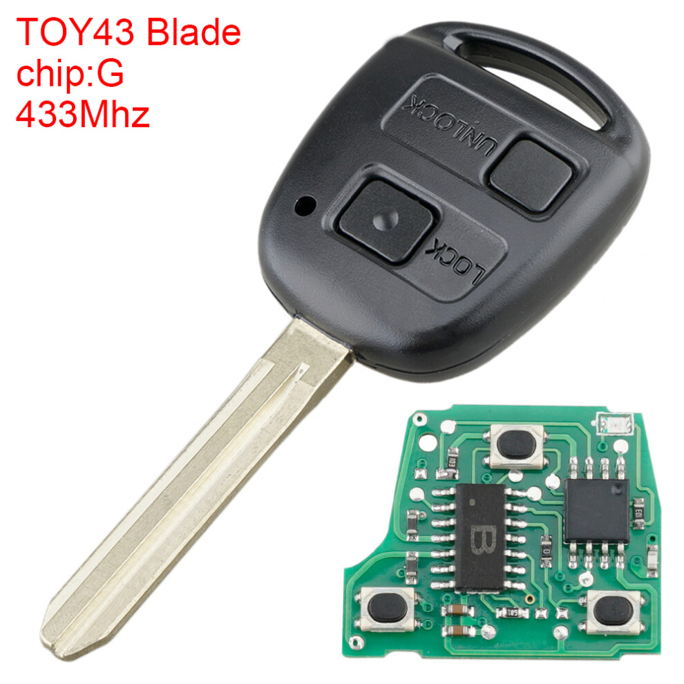 2 Buttons Car Remote Key Fob Case Shell Fit For Toyota Kluger Avensis Tarago Prado 2003-2010 433Mhz Key Cover G Chip Toy43 Blade 6935161637021