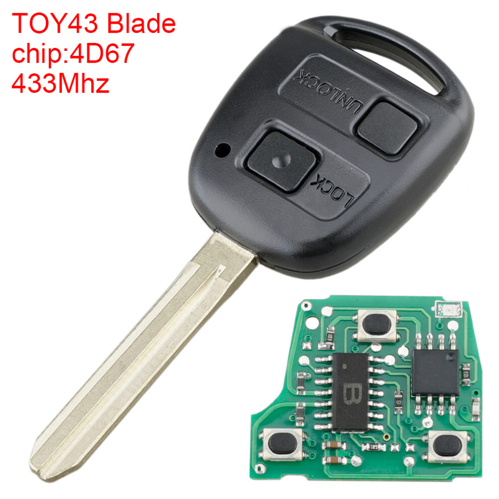 2 Buttons Car Remote Key Fob Case Shell Fit For Toyota Kluger Avensis Tarago 2003-2010 433Mhz Key Cover 4D67 Chip Toy43 Blade 6935161637014