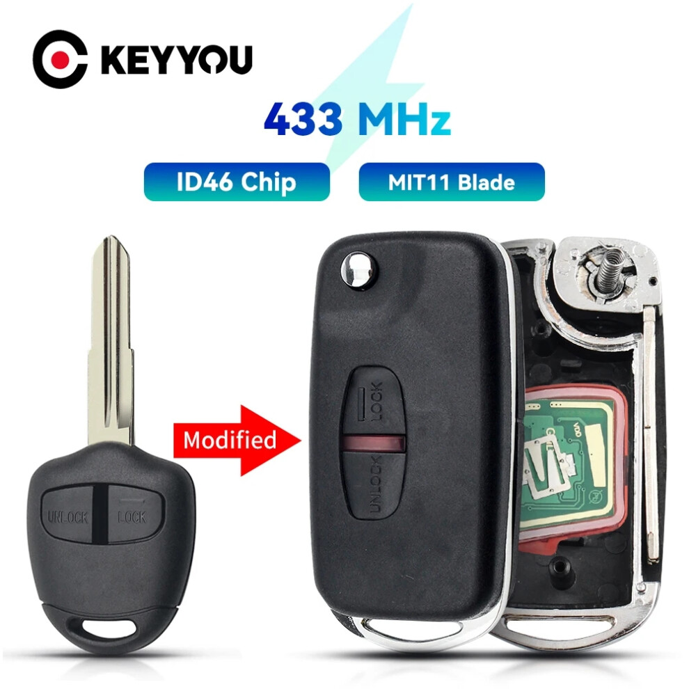 2 Buttons 433Mhz Remote Car Key For Mitsubishi Triton Pajero Outlander Asx Lancer Transponder Id46 Chip Fob Mit11 Blade 6935161636833