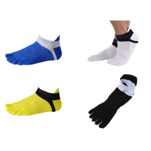 4 Pair Toe socks No Show Five Finger Socks Cotton Athletic Running Socks For Men white+yellow++black