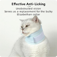 Halskrause für Katzen - Atmungsaktiver und Verstellbarer Halskragen für die Postoperative Genesung, Kratzfest, Leckfest, S