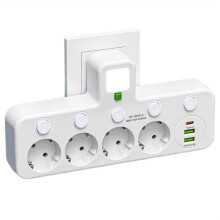 EU Plug Outlet 4 Sockets Electrical Socket No Extension Cord with USB Type-C  Two Specifications