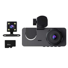 HD 1080P Dash Cam Frontal e Traseira Dentro da Câmera do Carro 3 Lentes Gravador de Carro Sem Fio DVR de Carro Conectado