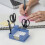 Porta Note Adesive, Dispenser per Stencil di Note Adesive 3x3/4x4 con Modello, Organizer per Blocco Note con Note Adesive 6