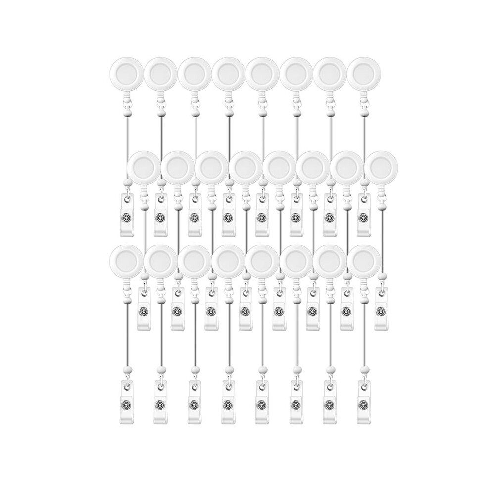 24 Pcs Beadable Badge Reel Retractable Clips Holder For Beads Bulk Blank Bar Id Name Badge Reels With Belt Clip,White 6032841110260