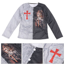 Men's Medieval Graphic Long Sleeve T-Shirt, Size M, Polyester