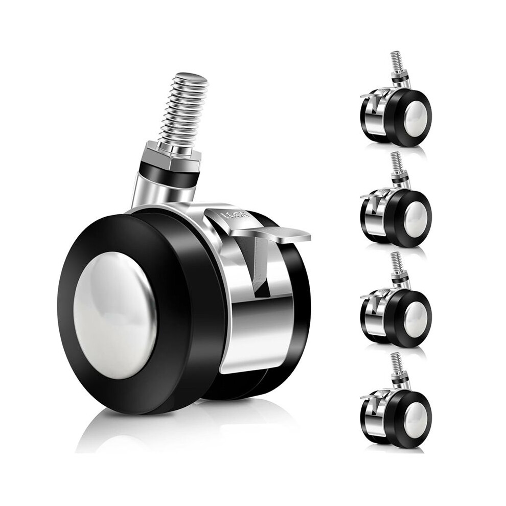 5 Pcs Office Chair Wheels Replacement Dual 1.5 Inch Soft Chair Casters For Hardwood Floors & Carpet 6031329038294