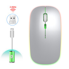 M40 Ultra-slim Wireless Mouse 2.4G Rechargeable Silent, 800-1600DPI, Silver