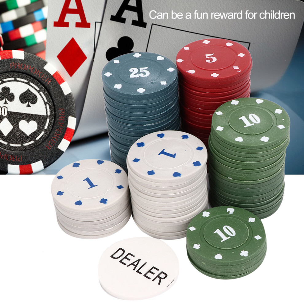100pcs Plastic Poker Chips Set with Dealer Card, 39mm, Assorted Numbers