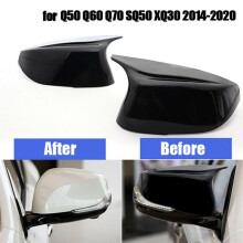 For 2014-2022  Q50 Q60 Gloss Black Color Rear View Side Mirror Cover Cap M Style Replacement