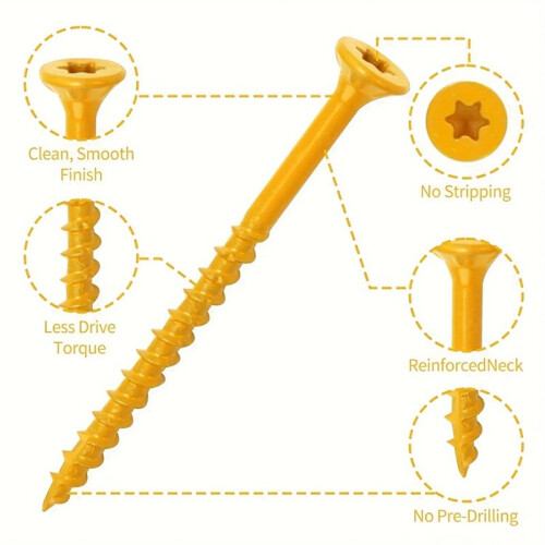 1 Set 200Pcs Coarse Thread Deck Self Drilling Screws Star Flat  Rustrust Prevention Wood Fasteners Repair Tools 2
