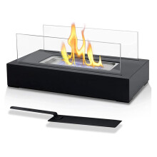 Indoor Tabletop Firepit - 2,000 BTU, 35x18x14.5cm, Black/White