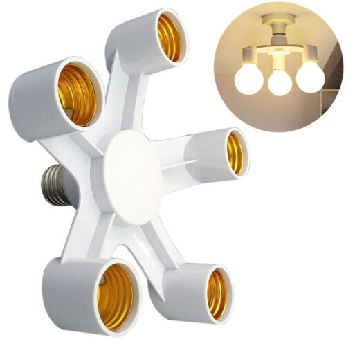 E27 Base Socket Splitter LED Bulb Lamp Holder 5in1 LED Lamp Socket Light Bulb Adapter Holder 1