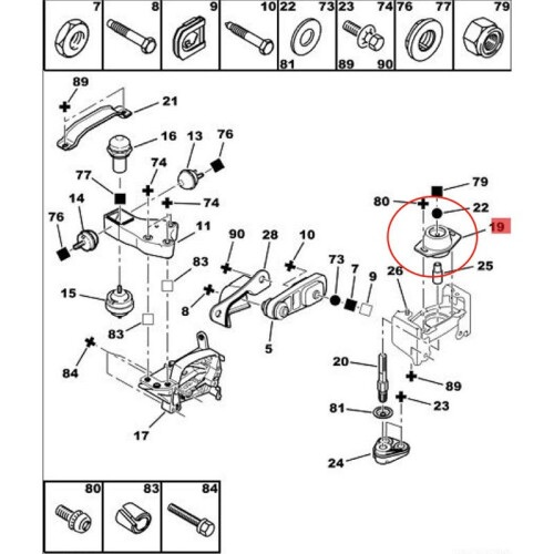 184468 for  206 306 307 308 408 607 Rear Gearbox Engine Mount 1