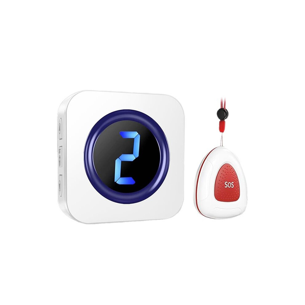 Wireless Caregiver Pager System Nurse Alert System with IP55 Waterproof SOS Button for Elderly Monitors EU Plug White