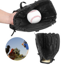 10,5" Schwarzer PU-Leder-Baseballhandschuh für Jugendliche & Erwachsene, Infield & Pitcher