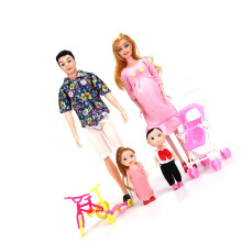 Family Dolls Set of 30cm & 10cm | Pregnant Mom, Dad, Kids, Role Play Toy