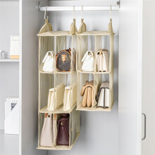 Eco-Friendly Hanging Tote Bag Organizer - Dust-Proof, Transparent Storage Solution for Closets Storage Bag Khaki 2 Layer