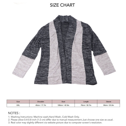 Dunkelgrauer Color-Block-Strickpullover mit offener Front XXL 1