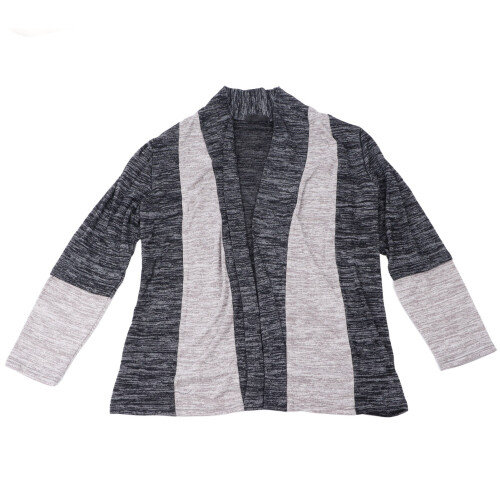 Dunkelgrauer Color-Block-Strickpullover mit offener Front XXL 2
