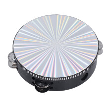 Clear Sound 8 Inch Reflective Tambourine with Double Row Bells Hand Percussion