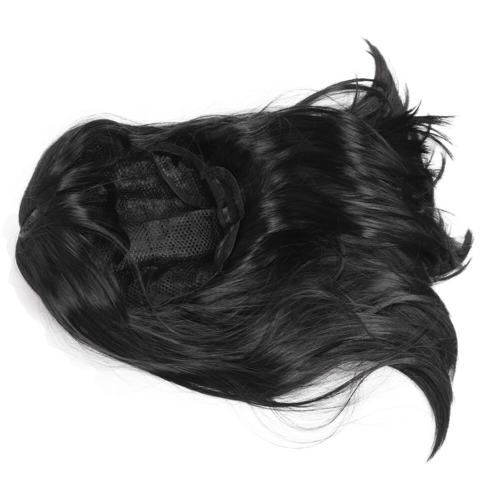 Unisex Black Long Straight Wig With Bang, Realistic Synthetic Hair For Women