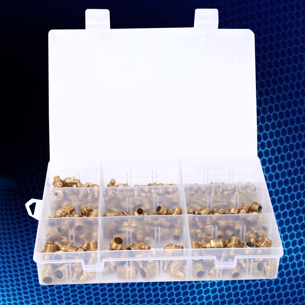 160Pcs Brass Grease Nipples Kit M6/M8/M10 0,45 & 90 Fittings 7631388348892