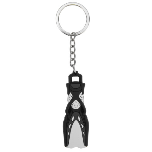 PVC Diving Flipper Shape Key Ring, Black/Blue/White, 16g 1