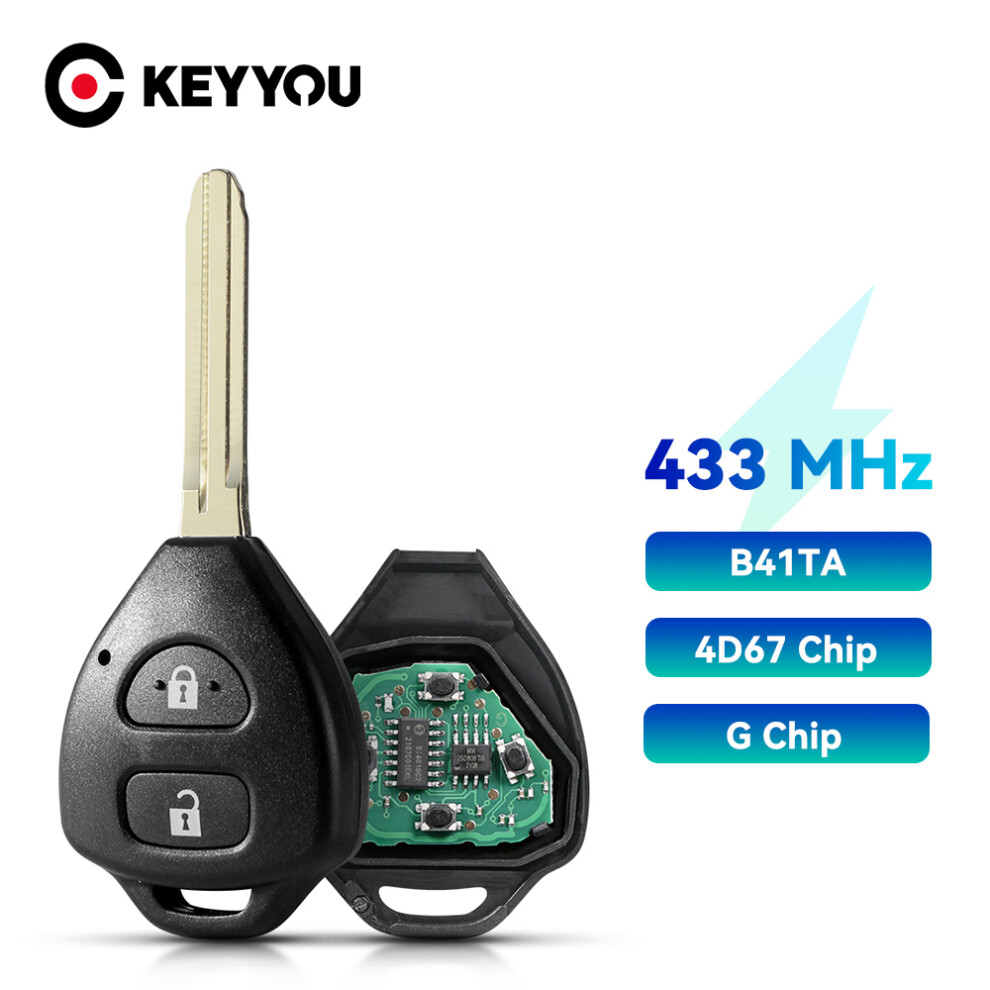 2 Buttons 433Mhz 4D67 / G Chip Remote Car Key For Toyota Hiace Yaris Hilux Vigo Innova Corolla Rav4 Fcc B41ta 6935161636796