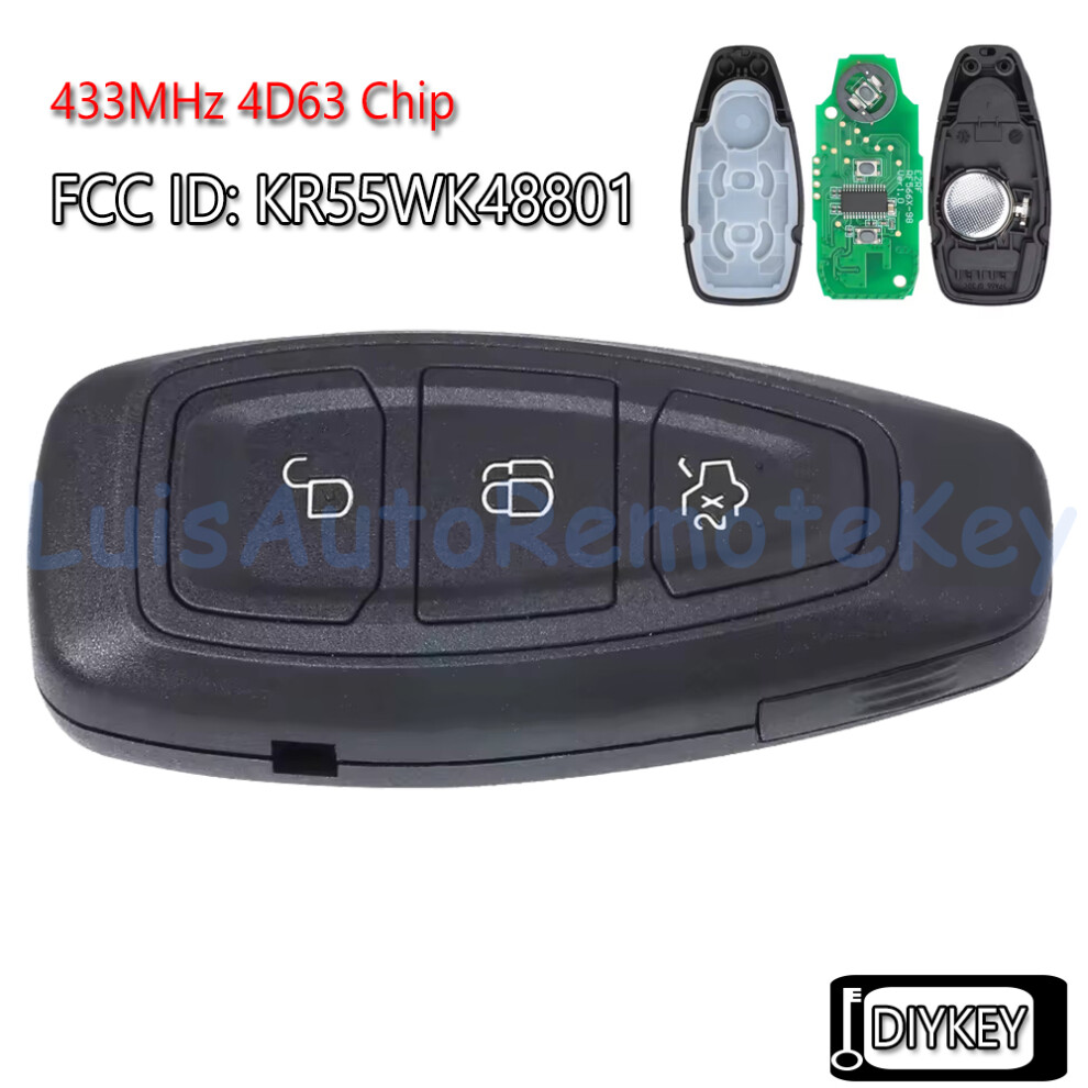 3 Buttons Smart Remote Car Key Fob 433Mhz 4D63 Chip For Ford Focus C-Max Mondeo Kuga Fiesta B-Max Fcc Id: Kr55wk48801 6935161642285