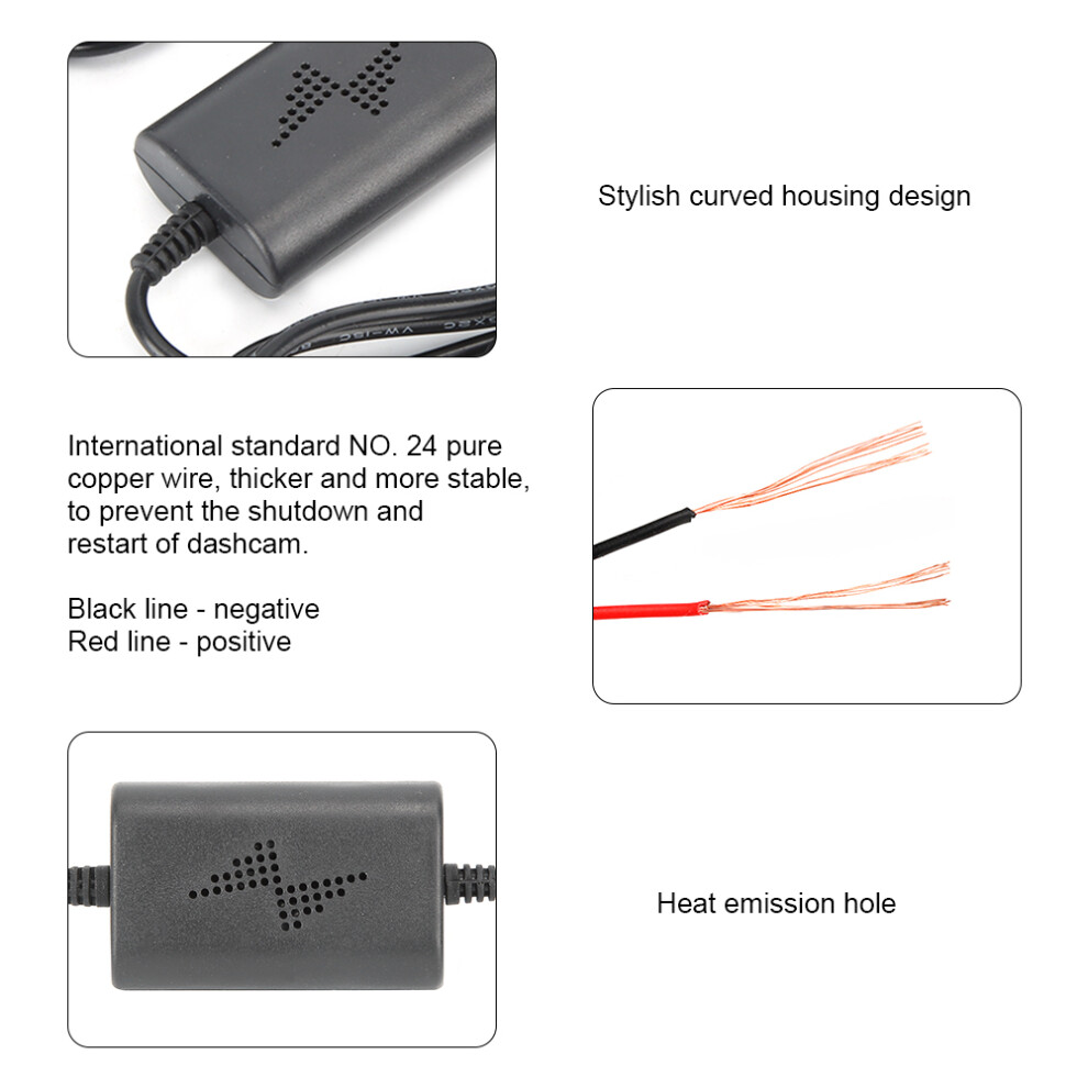 Dashcam Hardwire Cable 12V 24V 5V 2.5A Straight 7806371672784