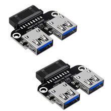 2 PZ USB 3.0 Adattatore per Scheda Madre USB 3.0 19 20 Pin Femmina un Dual USB 3.0 un Convertitore Adattatore per Intestazione Interna Femmina
