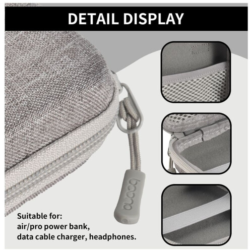BOONA Portable Travel Storage Bag Multi-Function Storage Bag for  Air/Pro Power Bank Data Cable Charger Headset Gray 2