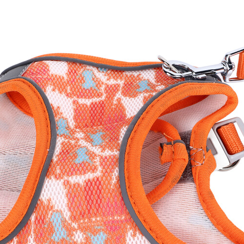 Breathable Adjustable Reflective Pet Harness Leash for Small Medium Cats Orange S 1