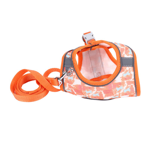 Breathable Adjustable Reflective Pet Harness Leash for Small Medium Cats Orange S 2