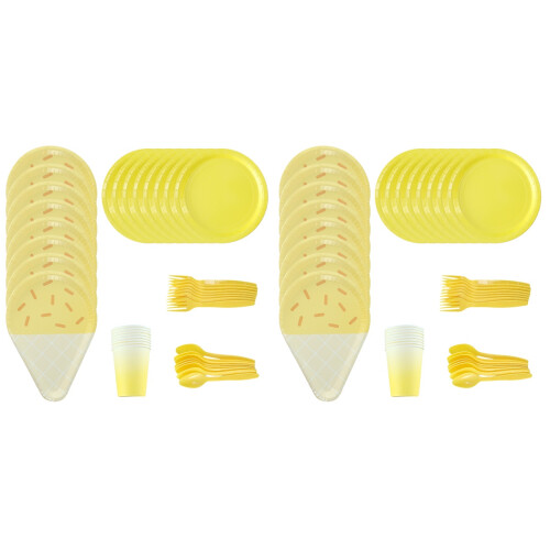 2Ensembles Assiettes Couverts Papier Pour Glace