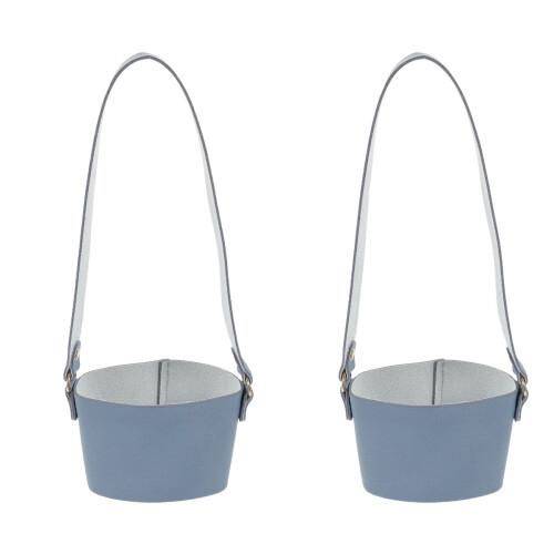 2Pcs Protective Blue PU Coffee Holders with Long Handle Strap 2