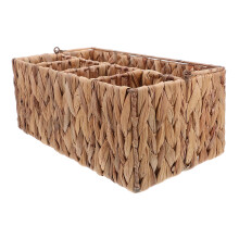 Light Brown Woven Rattan Basket with Handle Outdoor Cutlery Holder