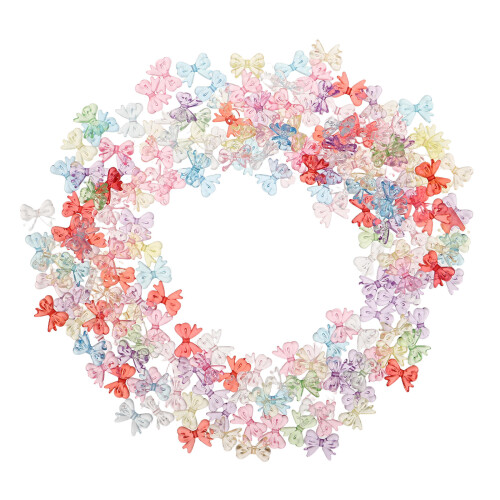 400Pcs Bowknot Shaped Flatback Beads Colorful Plastic DIY Craft Charms 1