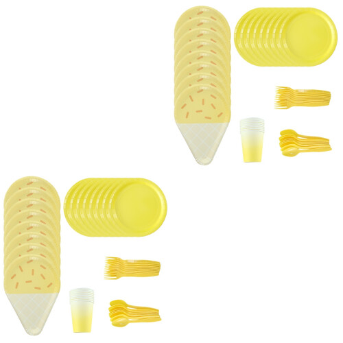 2Ensembles Assiettes Couverts Papier Pour Glace 1