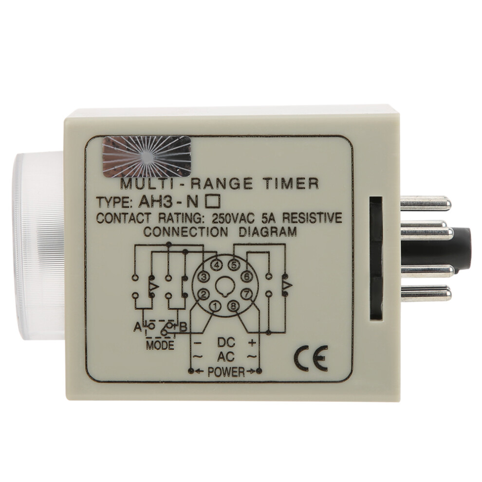 Ah3-Na On-Delay Time Relay 250Vac 5A Adjustable 1S-10Min 8221392600988