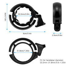 Bike Bell with Loud Crisp Sound, Aluminum Alloy, 22.2-31.8mm Fit