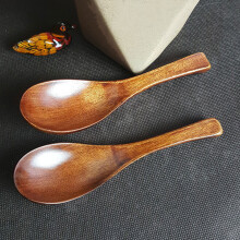 Pack of 2 Wooden Soup Spoons Short Handle Kitchen Cutlery Eco-Friendly & Solid
